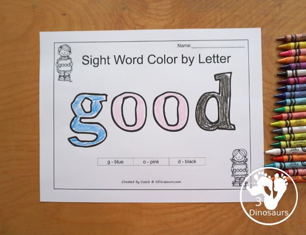 Romping & Roaring Primer Sight Words: eat, four, get, good - 6 pages of activities for each sight word- 3Dinosaurs.com