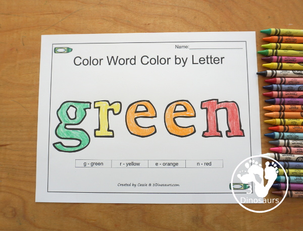Free Romping & Roaring Color Pack Green - 8 free pages of printables for the color green - Playoudgh mats, coloring, tracing and more. A great way to work on the color green with kids. - 3Dinosaurs.com