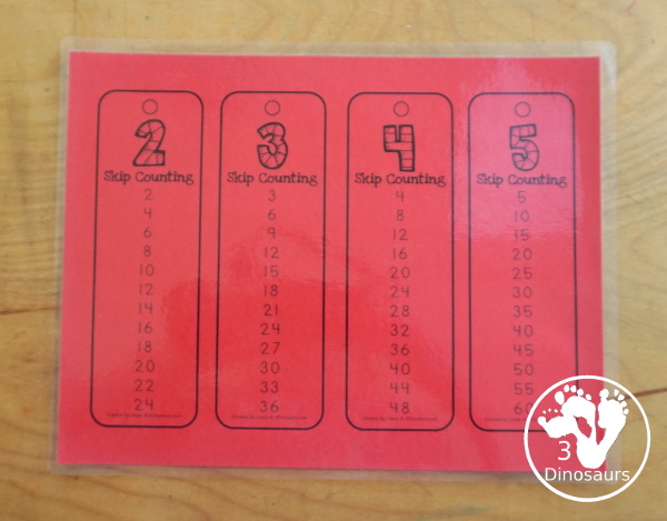 Free Skip Counting Bookmarks- skip counting by 2 through 12. Skip counting 12 times on each bookmark. A great math printable for kids in second grade and third grade. - 3Dinosaurs.com