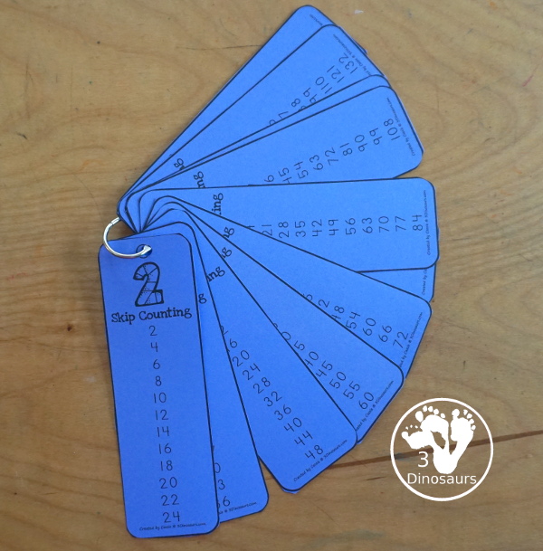 Free Skip Counting Bookmarks- skip counting by 2 through 12. Skip counting 12 times on each bookmark. A great math printable for kids in second grade and third grade. - 3Dinosaurs.com