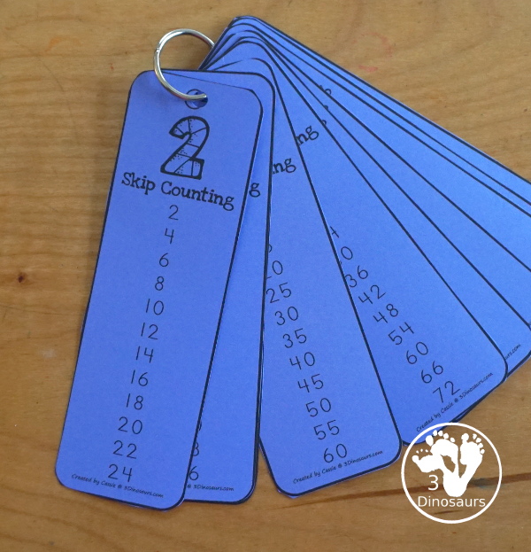 Free Skip Counting Bookmarks- skip counting by 2 through 12. Skip counting 12 times on each bookmark. A great math printable for kids in second grade and third grade. - 3Dinosaurs.com