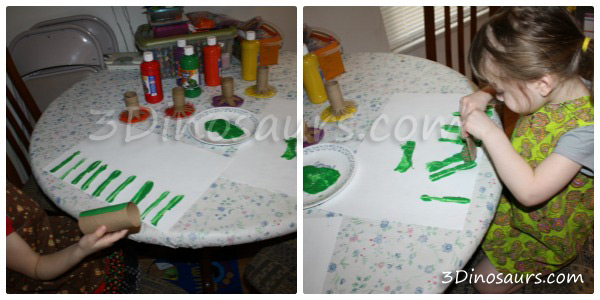 Paper Roll Flower Stamping - easy to do painting with paper roll - 3Dinosaurs.com