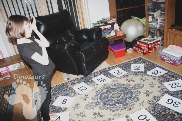 Free Skip Counting Floor Printables - Skip counting by 2 through 12 - 3Dinosaurs.com