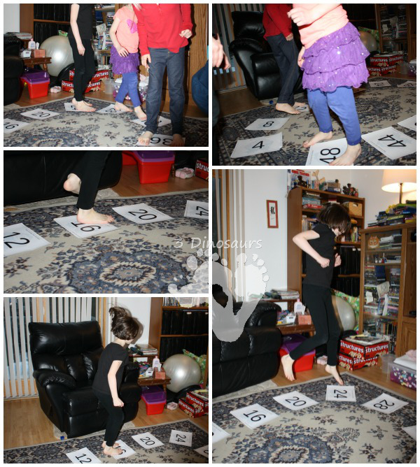 Free Skip Counting Floor Printables - Skip counting by 2 through 12 - 3Dinosaurs.com