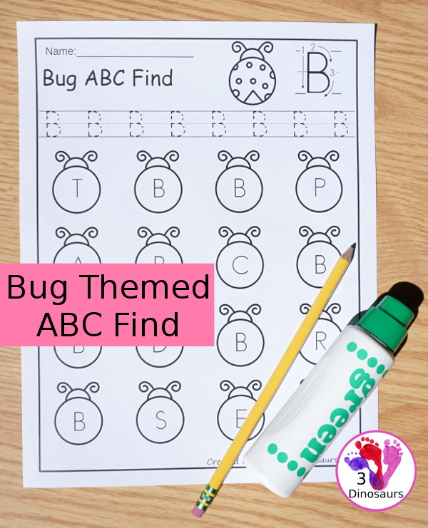 Easy No-Prep Bug ABC Find - easy no-prep printables with a fun bug theme 52 pages with uppercase and lowercase $ - 3Dinosaurs.com
