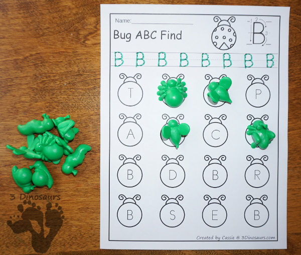 Easy No-Prep Bug ABC Find - easy no-prep printables with a fun bug theme 52 pages with uppercase and lowercase $ - 3Dinosaurs.com