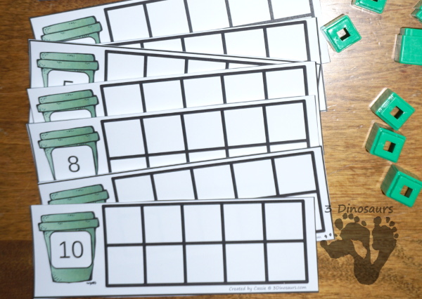 Free Earth Day Ten Frame Cards - two different types of cards to use - 3Dinosaurs.com