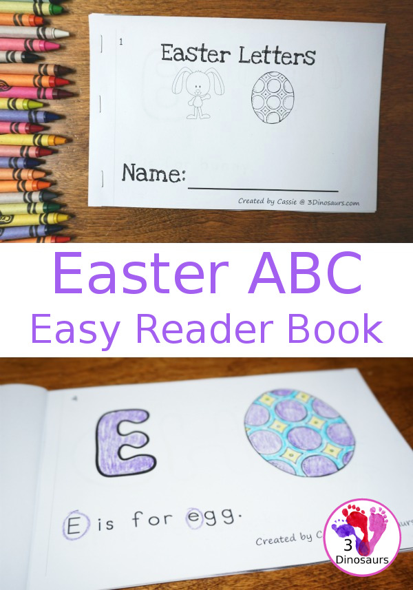 Free Easter ABC Themed Easy Reader Book - with 8 pages with fun beginning sounds - 3Dinosaurs.com