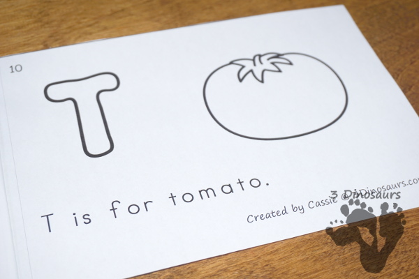 Free Garden Themed ABC Easy Reader Book -  with 10 pages and a veggie theme - 3Dinosaurs.com