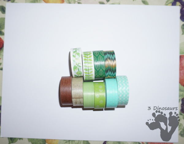 Fun to Make Washi Tape Green Trees For Earth Day - easy fine motor craft for Earth Day using Washi Tape - 3Dinosaurs.com