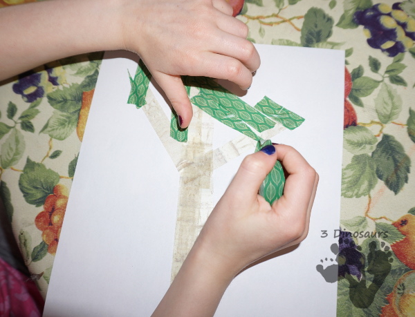 Fun to Make Washi Tape Green Trees For Earth Day - easy fine motor craft for Earth Day using Washi Tape - 3Dinosaurs.com