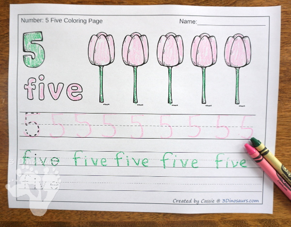 No-Prep Earth Day Themed Number Color and Trace - easy no-prep printables with three fun Earth Day themes: Earth Day, flowers and garden 44 pages for each set with two options for the numbers tracing or writing $ - 3Dinosaurs.com #noprepprintable #earthday #numbersforkids