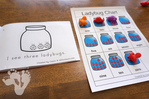 Free Ladybug Number Counting Book & Chart - numbers 0 to 10 with matching number chart - 3Dinosaurs.com
