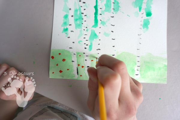 Easy to Paint Watercolor Spring Birch Trees - a fun painting project for spring or Earth Day - 3Dinosaurs.com