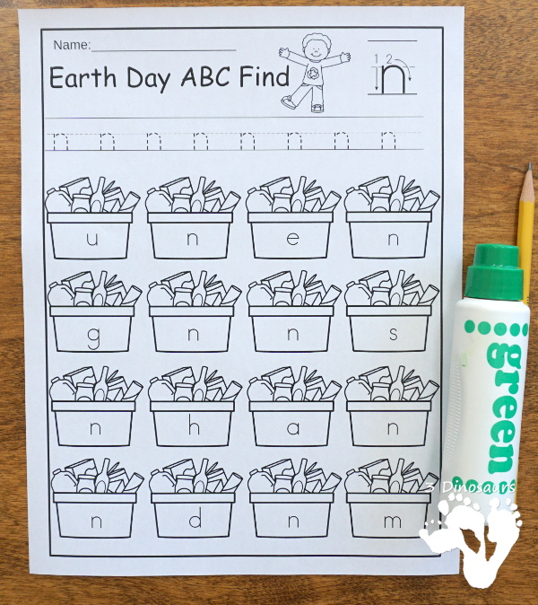 Earth Day ABC & Number Find - easy to use no-prep printables that work on all letters of the alphabet and nubmers 1 to 20 $ - 3Dinosaurs.com