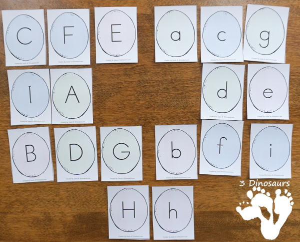 Free Easter Egg ABC Tracing & Matching: Print & Cursive - all 26 letters with uppercase and lowercase cards in print and cursive for different levels of learning fun. It also included tracing options - 3Dinosaurs.com