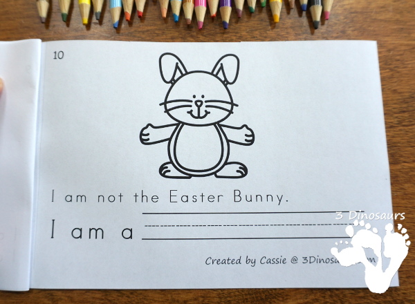 Free I Am Not the Easter Bunny Easy Reader Book - 10 page book for kids to read about jobs that the bunny does  - 3Dinosaurs.com