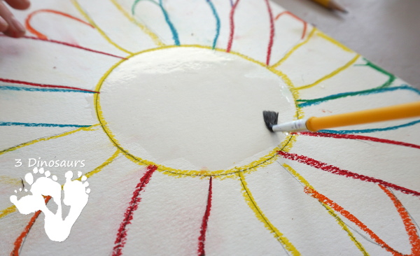 Watercolor Flower Process Art- kids can great creative and explore how water spreads things out with this craft for spring and flowers  - 3Dinosaurs.com