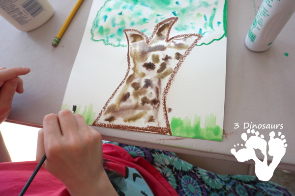 Watercolor Process Art Green Tree - a fun way to do a  watercolors and oil pastels painting of a tree tree for Earth Day or Arbor Day - 3Dinosaurs.com
