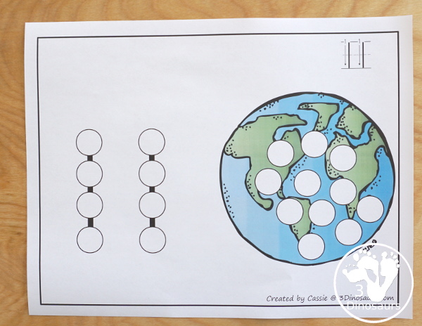 Earth Day Themed Dot the Number Count the Number: Recycle, Earth & Tree - a fun set of printables that work on numbers 0 to 20 for kids - 3Dinosaurs.com