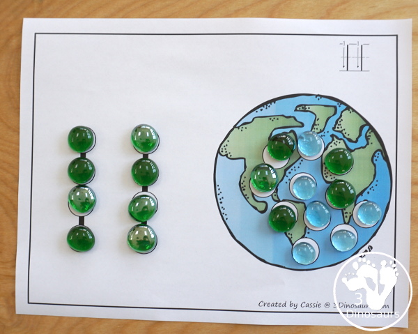 Earth Day Themed Dot the Number Count the Number: Recycle, Earth & Tree - a fun set of printables that work on numbers 0 to 20 for kids - 3Dinosaurs.com