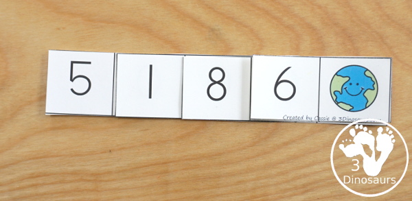 Free Earth Day Themed Place Value Arrow Cards - work on building numbers from 0 to 9999 with these earth day arrow cards. Plus use task cards to build the numbers. - 3Dinosaurs.com