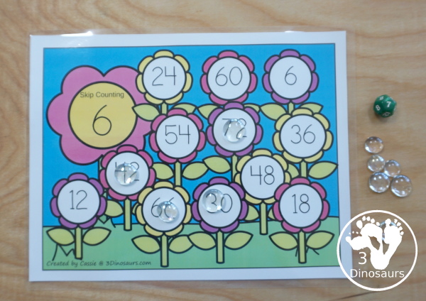 Free Flower Skip Counting Mats - numbers 1 to 12 skip counting 12 times with 12 pages of printables - 3Dinosaurs.com