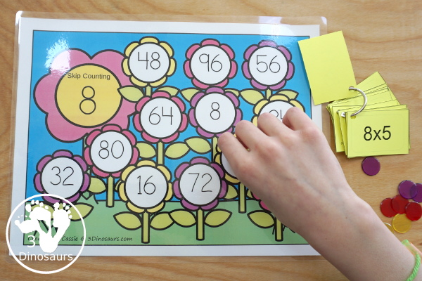 Free Flower Skip Counting Mats - numbers 1 to 12 skip counting 12 times with 12 pages of printables - 3Dinosaurs.com