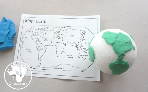 Model Magic Earth Craft - a super simple craft that different ages can make that works great for a fine motor craft for Earth Day or learning about space - 3Dinosaurs.com