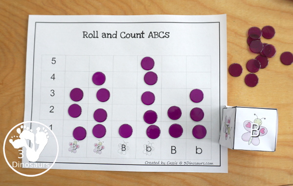 Free Romping & Roaring B Pack - B is for Butterfly theme with prewriting, writing, puzzles, dot marker letters, letter finds and more - 3Dinosaurs.com