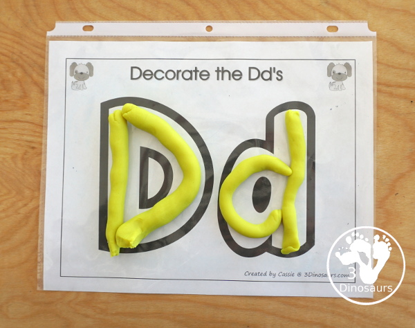 Romping & Roaring D Pack - D is for Dog theme with prewriting, writing, puzzles, dot marker letters, letter finds and more - 3Dinosaurs.com