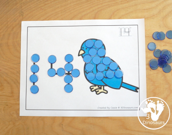 Bird Dot the Number & Counting: - Numbers 1 to 20 - with dot the number and the count and dot the circles on the bird - 3Dinosaurs.com - 3Dinosaurs.com