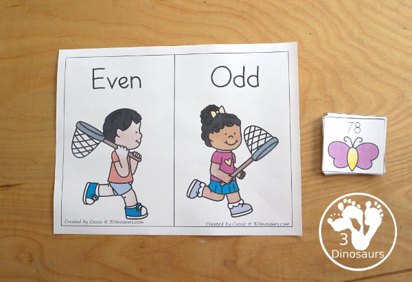 Free Bug Sorting Even & Odd - you have an even and odd sorting mat, even and numbers with butterflies and a recording mat for the numbers. - 3Dinosaurs.com