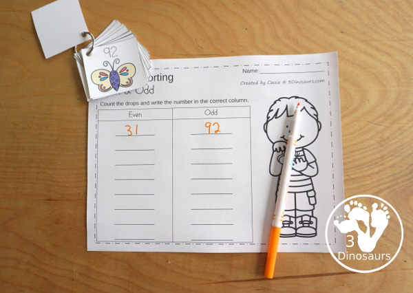 Free Bug Sorting Even & Odd - you have an even and odd sorting mat, even and numbers with butterflies and a recording mat for the numbers. - 3Dinosaurs.com