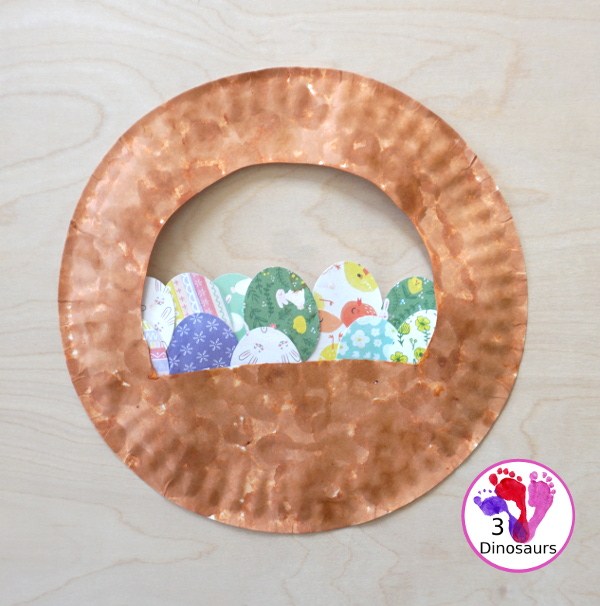 Easter Basket Craft for Kids - a simple paper plate Easter basket you can make with kids as a decoration for Easter - 3Dinosaurs.com