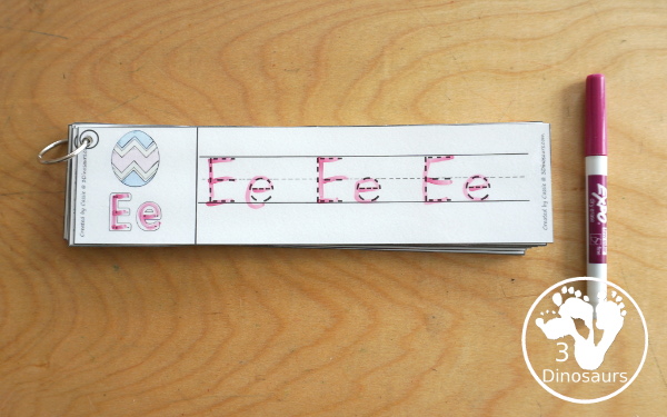 Free Easter Egg Theme ABC Tracing Strips - with uppercase and lowercase together - 3Dinosaurs.com