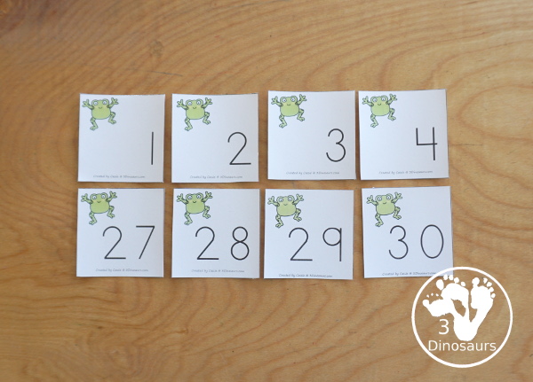 Free Frog Number Find and Trace with 1 to 30 Numbers - you have 30 number cards, number find printable, number tracing printable and number dot marker find printable for working on numbers from 1 to 30 - 3Dinosaurs.com