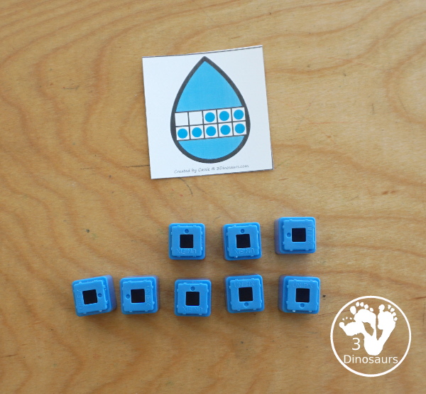 Free Raindrop Subitizing Number Practice & Counting - with numbers 1 to 10 with dice, tally marks, ten frames and counting raindrops for sorting. A great hands-on number activity - 3Dinosaurs.com