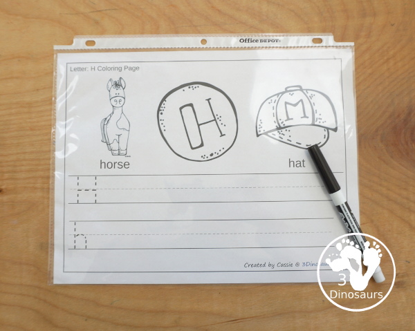 Free ABC Coloring and Tracing Printable - with tracing letters and trace and write letters options for the letter handwriting with uppercase letters and lowercase letters together - 3Dinosaurs.com