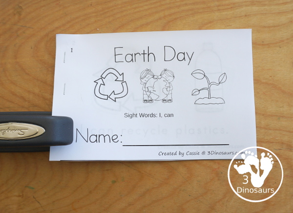 Free Earth Day Easy Read Book - with an 8 page book with kids that kids can do to help the Earth with sight words I can- 3Dinosaurs.com