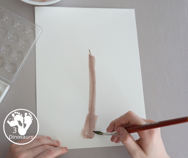 Paper Roll Painted Spring Tree is a fun spring painting with watercolor trunk and paper roll painted pink and white tree. Super easy for kids to do - 3Dinosaurs.com