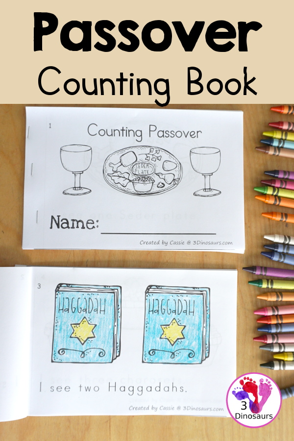 Free Passover Counting Easy Reader Book 1 to 10 - with different parts of the Seder for kids to count and learn numbers with parts of the Seder. - 3Dinosaurs.com