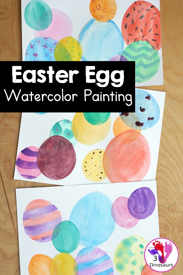 Easter Egg Cookie Cutter Water Color Painting - Easy watercolor painting and multiple ages can do together with three sizes of cookie cutters - 3Dinosaurs.com