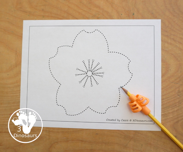 Free Cherry Blossom Fine Motor Mats has 2 cherry blossom templates, 1 cherry blossom tracing worksheet, 1 cherry blossom dot marker page, and 1 cherry blossom q-tip page - Easy Fine motor mats for the spring - 3Dinosaurs.com