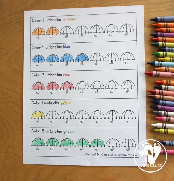 Spring Mini Pack with Number Printables: Even and odd, counting, color by size and count, counting and color kite book - 3Dinosaurs.com