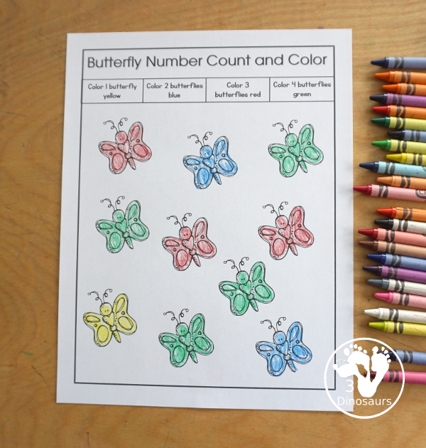 Spring Mini Pack with Number Printables: Even and odd, counting, color by size and count, counting and color kite book - 3Dinosaurs.com