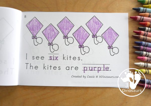 Spring Mini Pack with Number Printables: Even and odd, counting, color by size and count, counting and color kite book - 3Dinosaurs.com