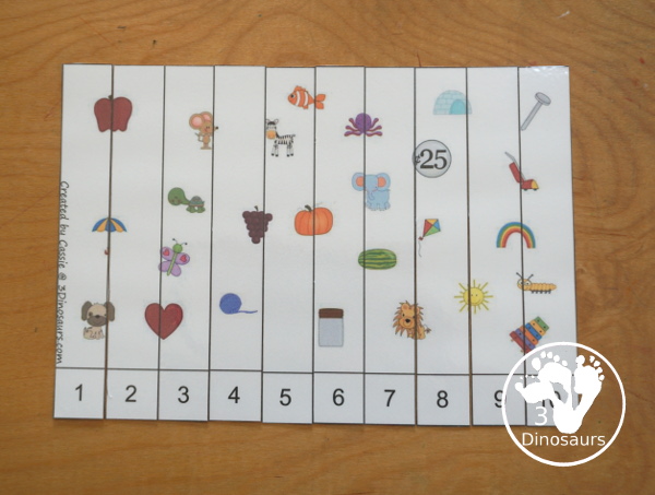 Free ABC 10 Piece Puzzles Printables - 10 piece puzzle with alphabetical order for the puzzles with uppercase letters, and lowercase letter, and numbers 1 to 10 and 11 to 20 - 3Dinosaurs.com