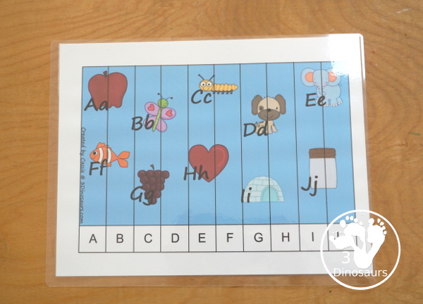 Free ABC 10 Piece Puzzles Printables - 10 piece puzzle with alphabetical order for the puzzles with uppercase letters, and lowercase letter, and numbers 1 to 10 and 11 to 20 - 3Dinosaurs.com