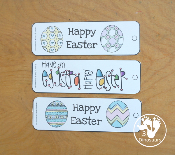 Free Easter Themed Bookmarks - 2 pages of printables with 8 bookmarks - Fun Easter themes and phrases on the bookmarks. - 3Dinosaurs.com